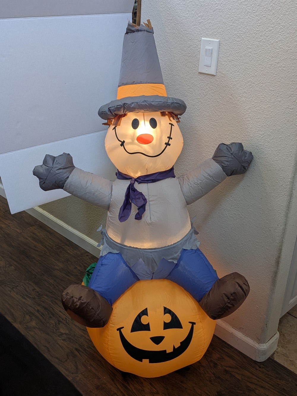 Pumpkin Scarecrow 4Ft Animated Halloween Inflatable Lights Up